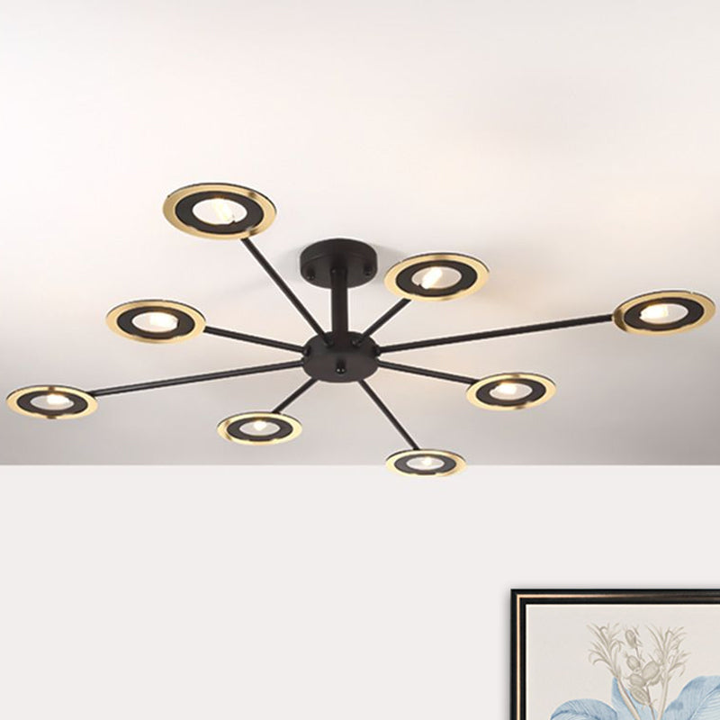 Iron Sputnik Chandelier Contemporary 6/8-Head Hanging Lamp in Black/White/Black-Gold for Bedroom Clearhalo 'Ceiling Lights' 'Chandeliers' 'Modern Chandeliers' 'Modern' Lighting' 678866