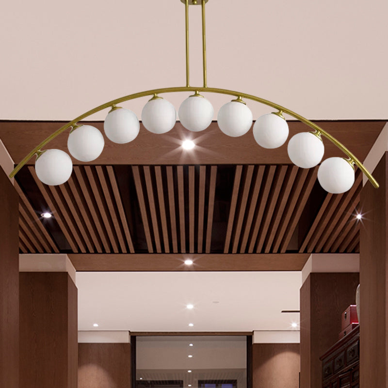 Postmodern 3/5/7-Light Island Pendant with Clear/White Shade Gold Curvy Ceiling Light for Kitchen Clearhalo 'Ceiling Lights' 'Close To Ceiling Lights' 'Glass shade' 'Glass' 'Island Lights' Lighting' 678938