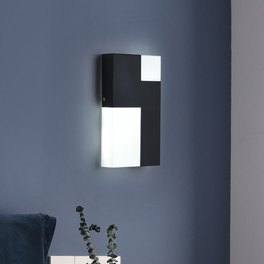 White/Black Rectangular Sconce Light Minimalist LED Acrylic Wall Mounted Lamp for Bedside Black Clearhalo 'Modern wall lights' 'Modern' 'Wall Lamps & Sconces' 'Wall Lights' Lighting' 678976