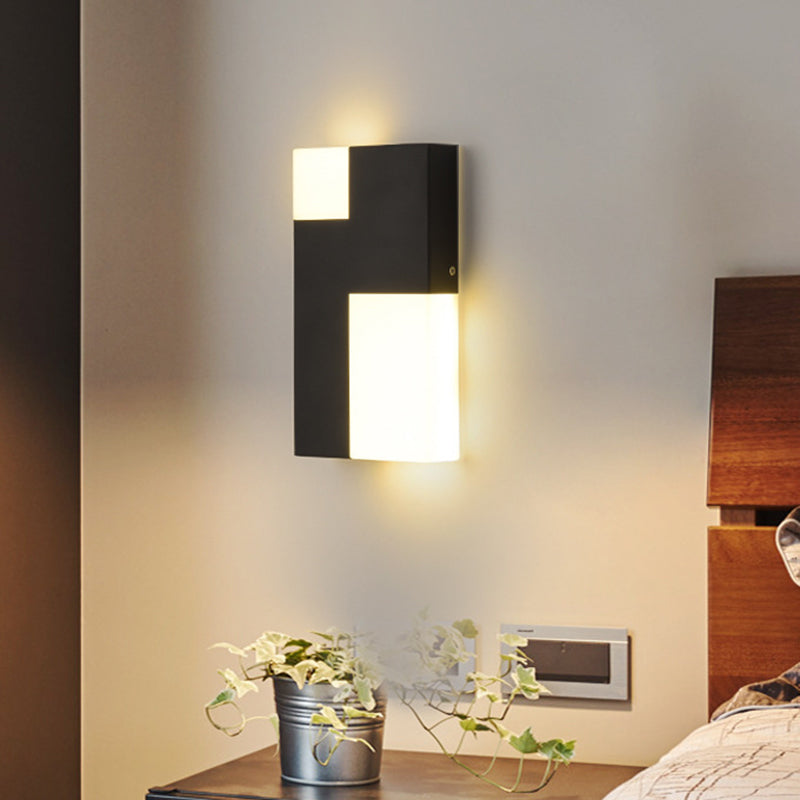 White/Black Rectangular Sconce Light Minimalist LED Acrylic Wall Mounted Lamp for Bedside Clearhalo 'Modern wall lights' 'Modern' 'Wall Lamps & Sconces' 'Wall Lights' Lighting' 678977