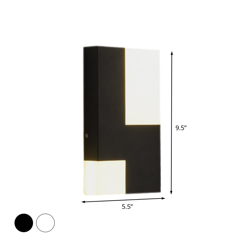 White/Black Rectangular Sconce Light Minimalist LED Acrylic Wall Mounted Lamp for Bedside Clearhalo 'Modern wall lights' 'Modern' 'Wall Lamps & Sconces' 'Wall Lights' Lighting' 678980