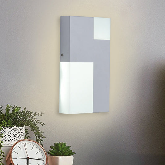 White/Black Rectangular Sconce Light Minimalist LED Acrylic Wall Mounted Lamp for Bedside White Clearhalo 'Modern wall lights' 'Modern' 'Wall Lamps & Sconces' 'Wall Lights' Lighting' 678981