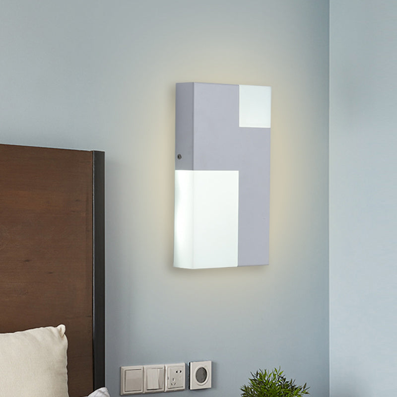 White/Black Rectangular Sconce Light Minimalist LED Acrylic Wall Mounted Lamp for Bedside Clearhalo 'Modern wall lights' 'Modern' 'Wall Lamps & Sconces' 'Wall Lights' Lighting' 678982