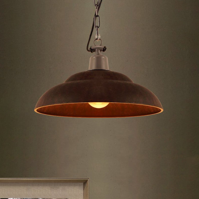 1 Head Metallic Hanging Lamp Vintage Style Black/Green Bowl Indoor Pendant Light with Chain Clearhalo 'Art Deco Pendants' 'Black' 'Cast Iron' 'Ceiling Lights' 'Ceramic' 'Crystal' 'Industrial Pendants' 'Industrial' 'Metal' 'Middle Century Pendants' 'Pendant Lights' 'Pendants' 'Rustic Pendants' 'Tiffany' Lighting' 679032