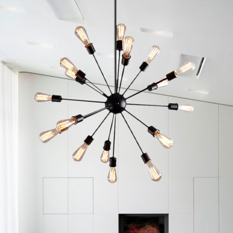 Black 9/12 Lights Chandelier Lighting Retro Industrial Metal Sputnik Pendant Lighting Fixture for Dining Room Clearhalo 'Cast Iron' 'Ceiling Lights' 'Chandeliers' 'Industrial Chandeliers' 'Industrial' 'Metal' 'Middle Century Chandeliers' 'Rustic Chandeliers' 'Tiffany' Lighting' 679074