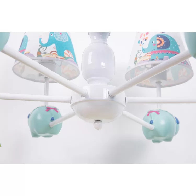 Animal Elephant Pendant Lamp with Coolie Shade Metallic Blue Chandelier for Nursing Room Clearhalo 'Ceiling Lights' 'Chandeliers' Lighting' options 67914