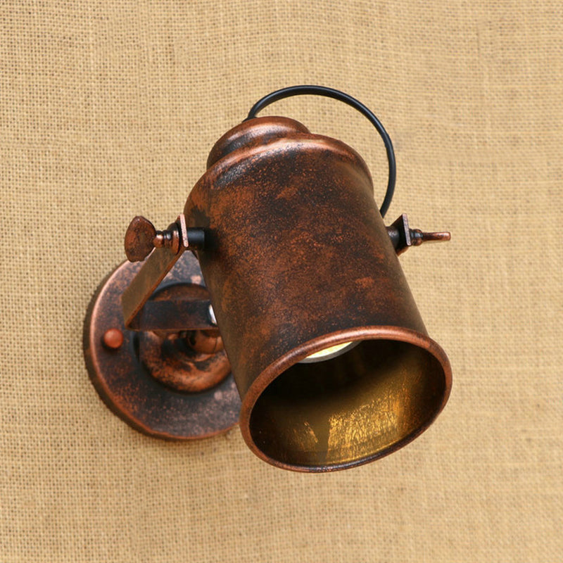 Cylinder Metallic Sconce Lighting Antique Style 1 Light Living Room Wall Mounted Light in Black/Rust Clearhalo 'Art deco wall lights' 'Cast Iron' 'Glass' 'Industrial wall lights' 'Industrial' 'Middle century wall lights' 'Modern' 'Rustic wall lights' 'Tiffany' 'Traditional wall lights' 'Wall Lamps & Sconces' 'Wall Lights' Lighting' 679161
