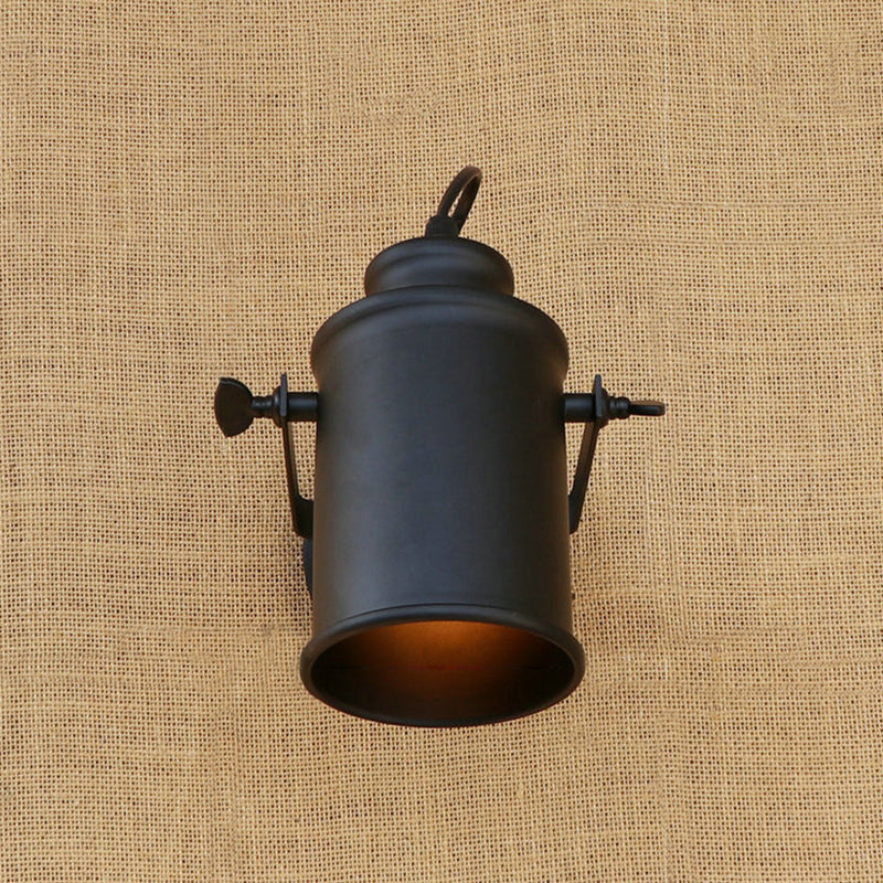 Cylinder Metallic Sconce Lighting Antique Style 1 Light Living Room Wall Mounted Light in Black/Rust Clearhalo 'Art deco wall lights' 'Cast Iron' 'Glass' 'Industrial wall lights' 'Industrial' 'Middle century wall lights' 'Modern' 'Rustic wall lights' 'Tiffany' 'Traditional wall lights' 'Wall Lamps & Sconces' 'Wall Lights' Lighting' 679164