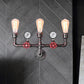 Antique Copper Water Pipe Wall Lighting with Pressure Gauge Rustic Iron 2/3 Heads Restaurant Wall Mount Light Clearhalo 'Art deco wall lights' 'Cast Iron' 'Glass' 'Industrial wall lights' 'Industrial' 'Middle century wall lights' 'Modern' 'Rustic wall lights' 'Tiffany' 'Traditional wall lights' 'Wall Lamps & Sconces' 'Wall Lights' Lighting' 679209