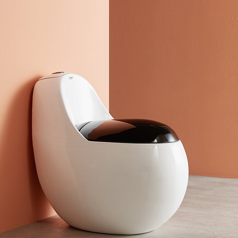 Contemporary Toilet Bowl One Piece Skirted Urine Toilet with Seat White Black 12" Clearhalo 'Bathroom Remodel & Bathroom Fixtures' 'Home Improvement' 'home_improvement' 'home_improvement_toilets' 'Toilets & Bidets' 'Toilets' 6792481
