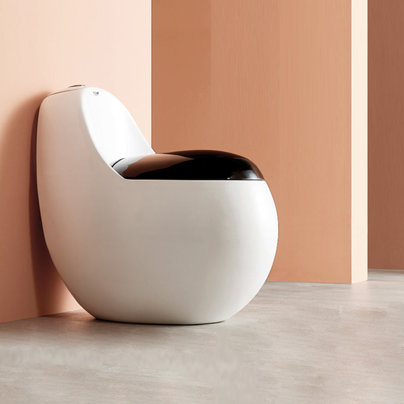 Contemporary Toilet Bowl One Piece Skirted Urine Toilet with Seat White Black 16" Clearhalo 'Bathroom Remodel & Bathroom Fixtures' 'Home Improvement' 'home_improvement' 'home_improvement_toilets' 'Toilets & Bidets' 'Toilets' 6792482