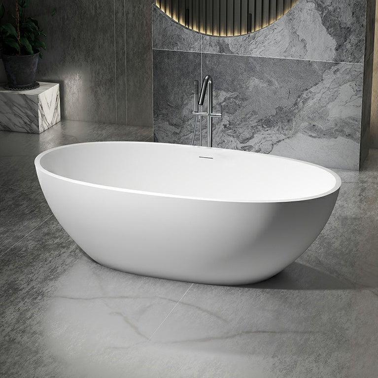 Stone Soaking Modern Bathtub Antique Finish Freestanding Bath Tub Matte White 63"L x 31"W x 22"H Clearhalo 'Bathroom Remodel & Bathroom Fixtures' 'Bathtubs' 'Home Improvement' 'home_improvement' 'home_improvement_bathtubs' 'Showers & Bathtubs' 6792696