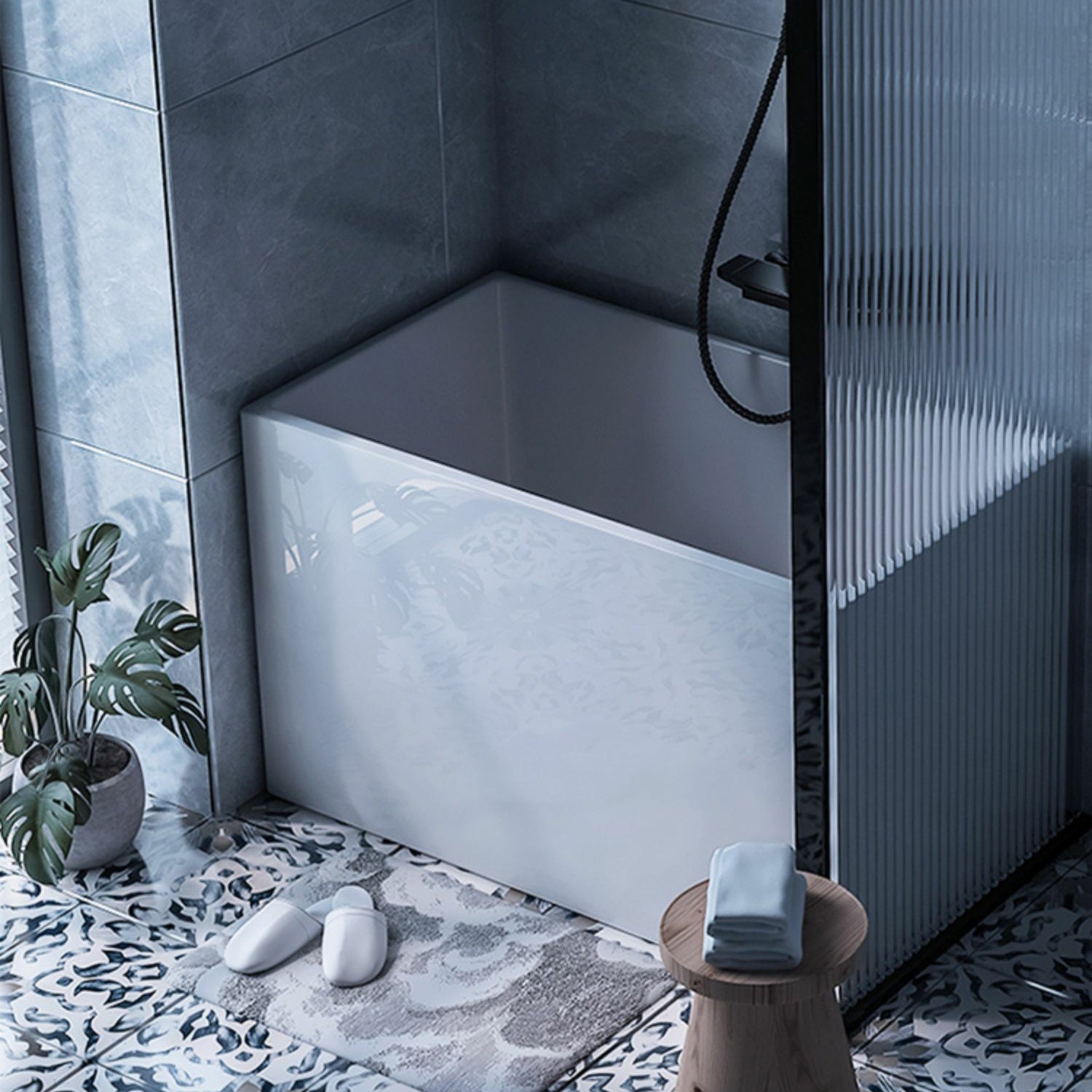 Acrylic Soaking Bathtub Antique Finish Back to Wall Bath Tub (Board not Included) Clearhalo 'Bathroom Remodel & Bathroom Fixtures' 'Bathtubs' 'Home Improvement' 'home_improvement' 'home_improvement_bathtubs' 'Showers & Bathtubs' 6792756