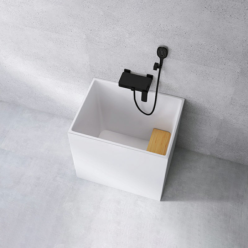 Acrylic Soaking Bathtub Antique Finish Back to Wall Bath Tub (Board not Included) 31"L x 24"W x 27"H Tub with Wall Mounted Faucets Clearhalo 'Bathroom Remodel & Bathroom Fixtures' 'Bathtubs' 'Home Improvement' 'home_improvement' 'home_improvement_bathtubs' 'Showers & Bathtubs' 6792757