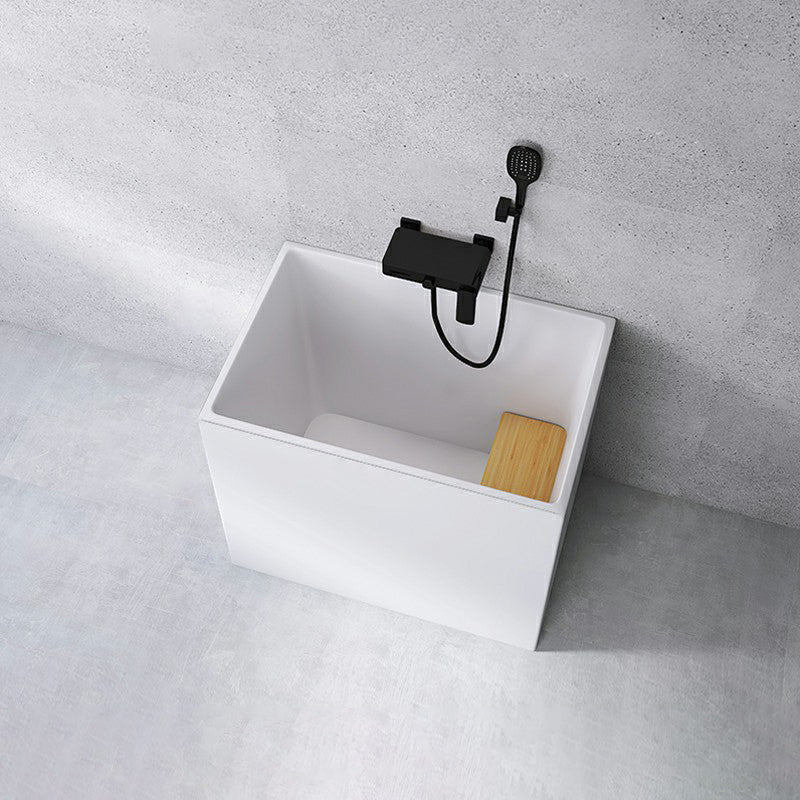 Acrylic Soaking Bathtub Antique Finish Back to Wall Bath Tub (Board not Included) 35"L x 24"W x 27"H Tub with Wall Mounted Faucets Clearhalo 'Bathroom Remodel & Bathroom Fixtures' 'Bathtubs' 'Home Improvement' 'home_improvement' 'home_improvement_bathtubs' 'Showers & Bathtubs' 6792758