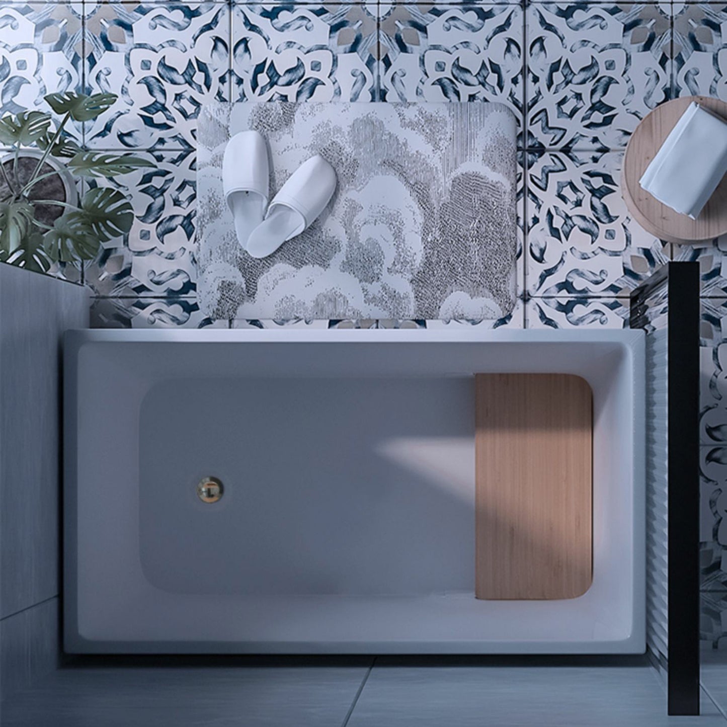 Acrylic Soaking Bathtub Antique Finish Back to Wall Bath Tub (Board not Included) Clearhalo 'Bathroom Remodel & Bathroom Fixtures' 'Bathtubs' 'Home Improvement' 'home_improvement' 'home_improvement_bathtubs' 'Showers & Bathtubs' 6792760