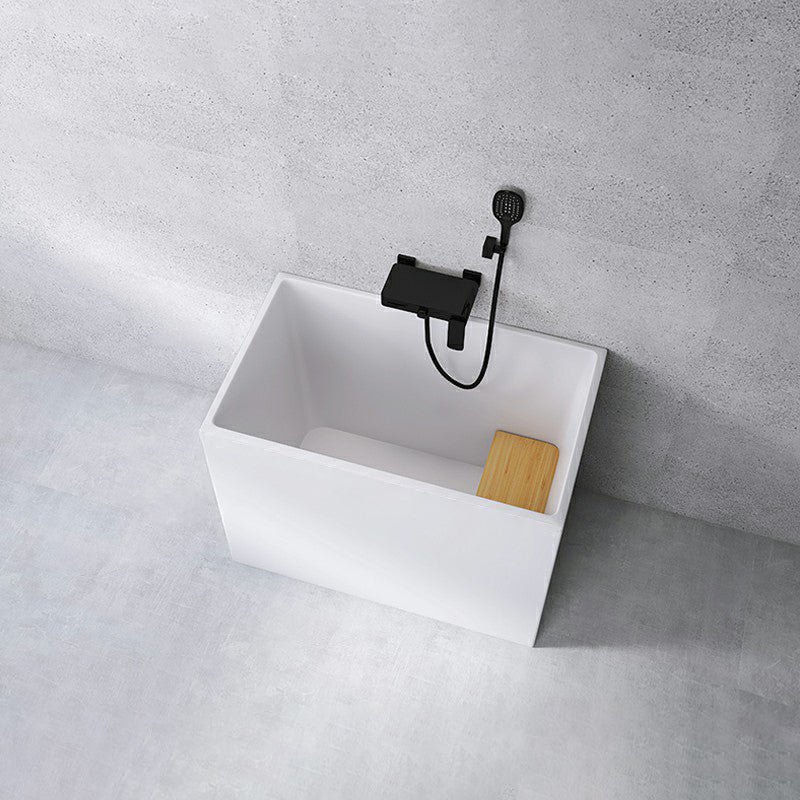 Acrylic Soaking Bathtub Antique Finish Back to Wall Bath Tub (Board not Included) 39"L x 24"W x 27"H Tub with Wall Mounted Faucets Clearhalo 'Bathroom Remodel & Bathroom Fixtures' 'Bathtubs' 'Home Improvement' 'home_improvement' 'home_improvement_bathtubs' 'Showers & Bathtubs' 6792761