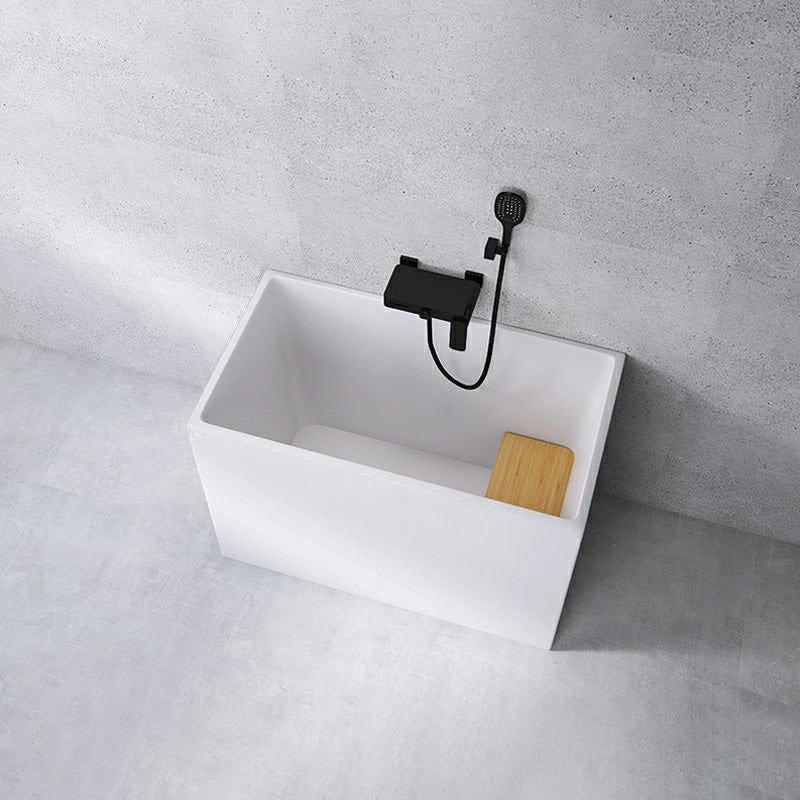 Acrylic Soaking Bathtub Antique Finish Back to Wall Bath Tub (Board not Included) 43"L x 24"W x 27"H Tub with Wall Mounted Faucets Clearhalo 'Bathroom Remodel & Bathroom Fixtures' 'Bathtubs' 'Home Improvement' 'home_improvement' 'home_improvement_bathtubs' 'Showers & Bathtubs' 6792762