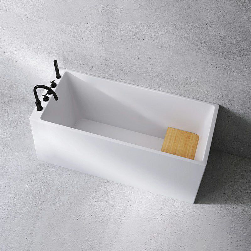 Acrylic Soaking Bathtub Antique Finish Back to Wall Bath Tub (Board not Included) 55"L x 24"W x 27"H Tub with Black 5-Piece Set Clearhalo 'Bathroom Remodel & Bathroom Fixtures' 'Bathtubs' 'Home Improvement' 'home_improvement' 'home_improvement_bathtubs' 'Showers & Bathtubs' 6792771