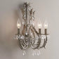 Metallic Candle Shaped Wall Sconce Living Room 3 Lights Kids Wall Light with Crystal Grey Clearhalo 'Wall Lamps & Sconces' 'Wall Lights' Lighting' 67933