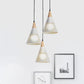 Nordic Cone Ceiling Light 3 Heads Metal and Wood Pendant Lighting with Wire Frame and Linear/Round Canopy in Black/White Clearhalo 'Ceiling Lights' 'Modern Pendants' 'Modern' 'Pendant Lights' 'Pendants' Lighting' 679333