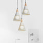 Nordic Cone Ceiling Light 3 Heads Metal and Wood Pendant Lighting with Wire Frame and Linear/Round Canopy in Black/White Clearhalo 'Ceiling Lights' 'Modern Pendants' 'Modern' 'Pendant Lights' 'Pendants' Lighting' 679334