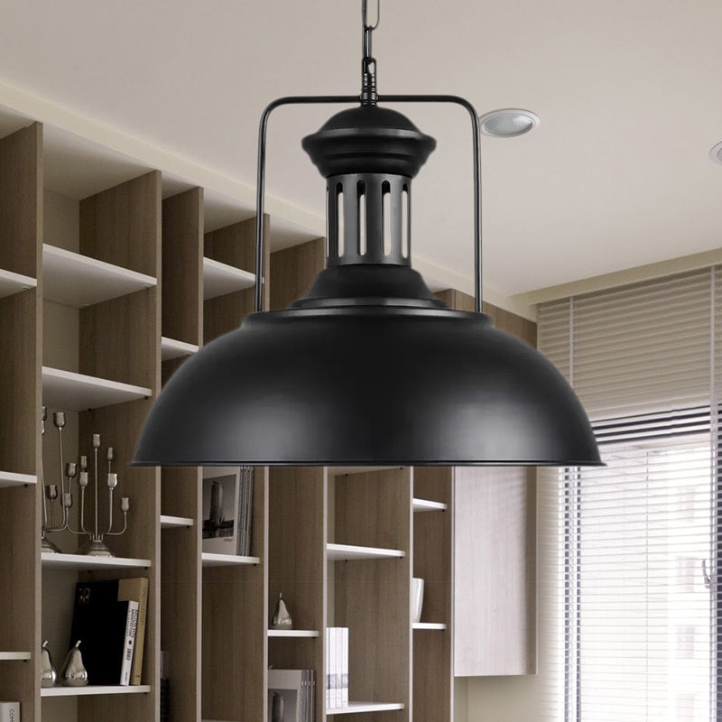13"/14"/16" Dia Bowl Metal Pendant Lighting Retro Stylish 1 Bulb Dining Room Hanging Ceiling Light in Black/White Inner/White Clearhalo 'Art Deco Pendants' 'Black' 'Cast Iron' 'Ceiling Lights' 'Ceramic' 'Crystal' 'Industrial Pendants' 'Industrial' 'Metal' 'Middle Century Pendants' 'Pendant Lights' 'Pendants' 'Rustic Pendants' 'Tiffany' Lighting' 679336