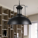 13"/14"/16" Dia Bowl Metal Pendant Lighting Retro Stylish 1 Bulb Dining Room Hanging Ceiling Light in Black/White Inner/White Clearhalo 'Art Deco Pendants' 'Black' 'Cast Iron' 'Ceiling Lights' 'Ceramic' 'Crystal' 'Industrial Pendants' 'Industrial' 'Metal' 'Middle Century Pendants' 'Pendant Lights' 'Pendants' 'Rustic Pendants' 'Tiffany' Lighting' 679336