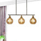 Amber Glass Cone/Globe Island Pendant Light Vintage 3 Lights Dining Room Hanging Lamp Clearhalo 'Ceiling Lights' 'Chandeliers' 'Glass shade' 'Glass' 'Island Lights' Lighting' 679361