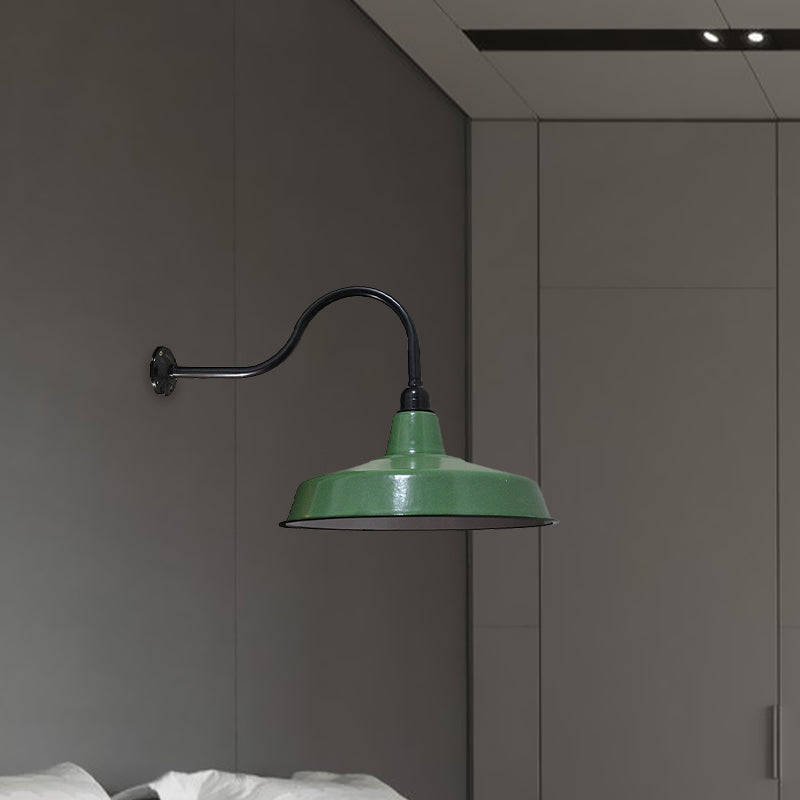 Vintage Style Barn Wall Light Fixture 14"/16" Dia 1 Bulb Metal Sconce Wall Lighting in Green for Restaurant Clearhalo 'Art deco wall lights' 'Cast Iron' 'Glass' 'Industrial wall lights' 'Industrial' 'Middle century wall lights' 'Modern' 'Rustic wall lights' 'Tiffany' 'Traditional wall lights' 'Wall Lamps & Sconces' 'Wall Lights' Lighting' 679390