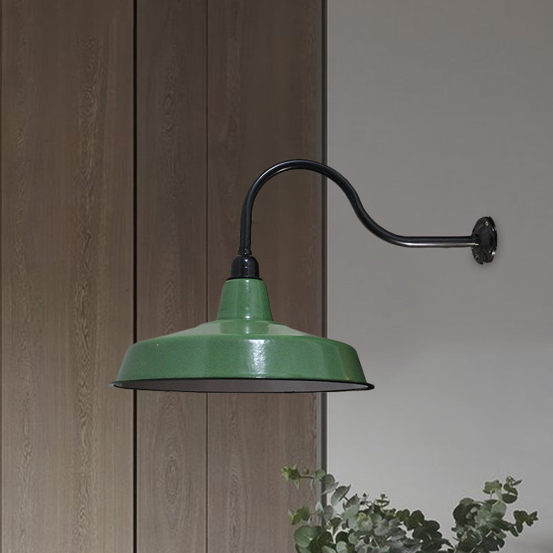 Vintage Style Barn Wall Light Fixture 14"/16" Dia 1 Bulb Metal Sconce Wall Lighting in Green for Restaurant Clearhalo 'Art deco wall lights' 'Cast Iron' 'Glass' 'Industrial wall lights' 'Industrial' 'Middle century wall lights' 'Modern' 'Rustic wall lights' 'Tiffany' 'Traditional wall lights' 'Wall Lamps & Sconces' 'Wall Lights' Lighting' 679391