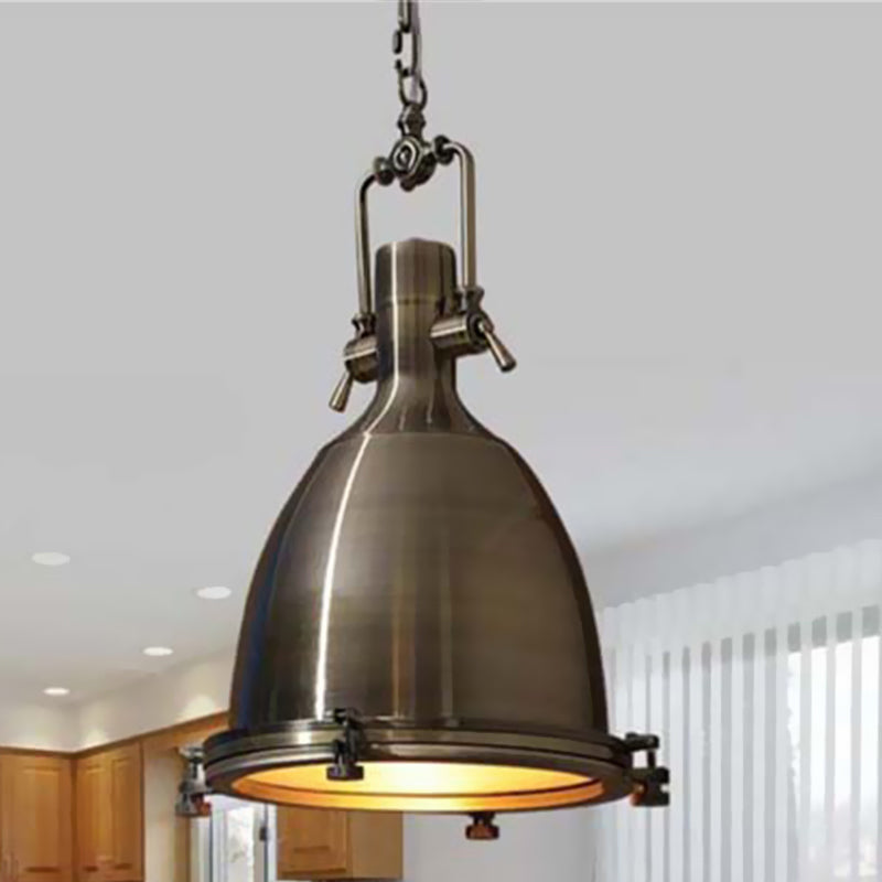Brushed Brass Bell Pendant Light Nautical Metallic 1 Head Dining Room Hanging Ceiling Light with Glass Diffuser Clearhalo 'Art Deco Pendants' 'Cast Iron' 'Ceiling Lights' 'Ceramic' 'Crystal' 'Industrial Pendants' 'Industrial' 'Metal' 'Middle Century Pendants' 'Pendant Lights' 'Pendants' 'Tiffany' Lighting' 679423