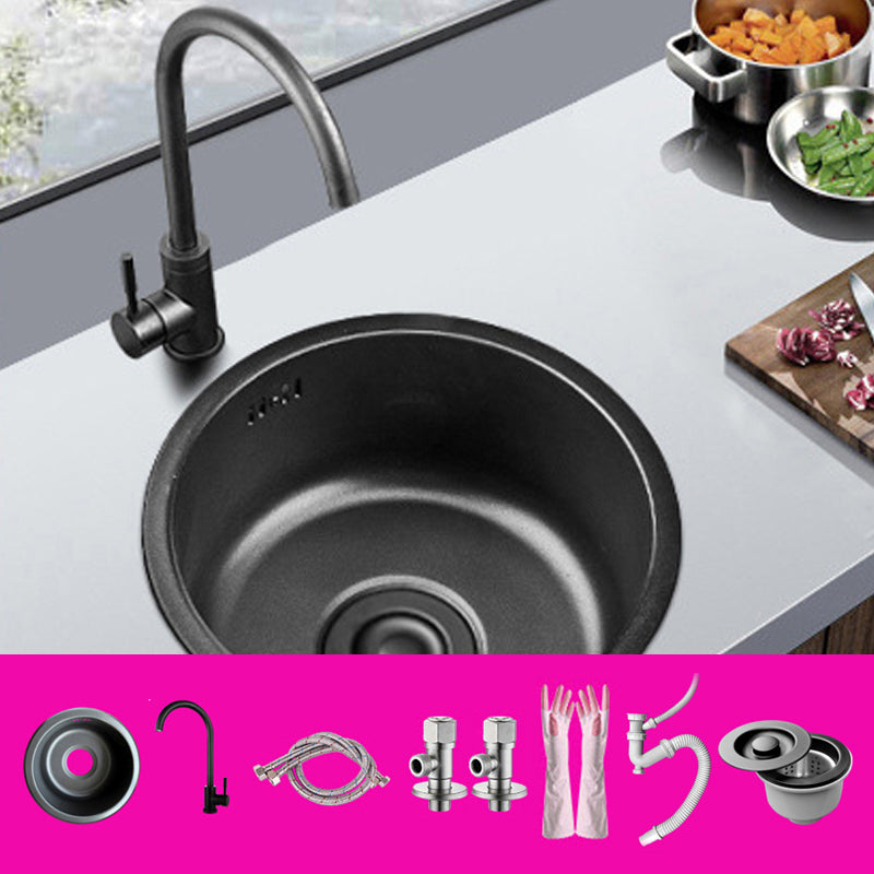 Stainless Steel Kitchen Sinks Modern Style Kitchen Sink with Single Bowl 17"L x 17"W x 8"H Sink with Faucet Gooseneck/High Arc Clearhalo 'Home Improvement' 'home_improvement' 'home_improvement_kitchen_sinks' 'Kitchen Remodel & Kitchen Fixtures' 'Kitchen Sinks & Faucet Components' 'Kitchen Sinks' 'kitchen_sinks' 6795118