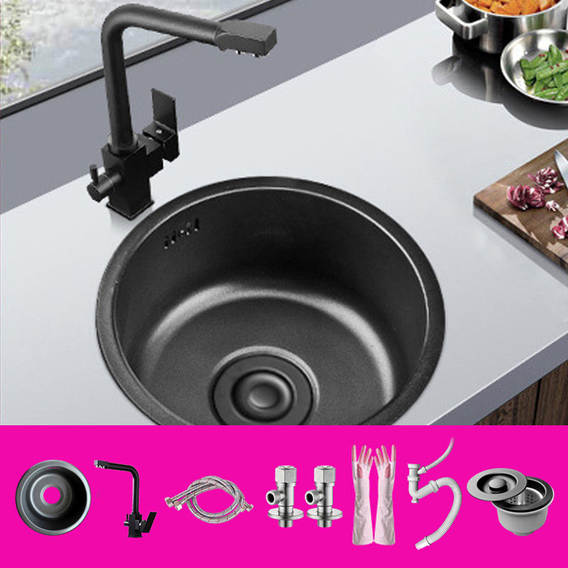 Stainless Steel Kitchen Sinks Modern Style Kitchen Sink with Single Bowl 17"L x 17"W x 8"H Sink with Faucet 3-in-1 Purifying Faucet Clearhalo 'Home Improvement' 'home_improvement' 'home_improvement_kitchen_sinks' 'Kitchen Remodel & Kitchen Fixtures' 'Kitchen Sinks & Faucet Components' 'Kitchen Sinks' 'kitchen_sinks' 6795119