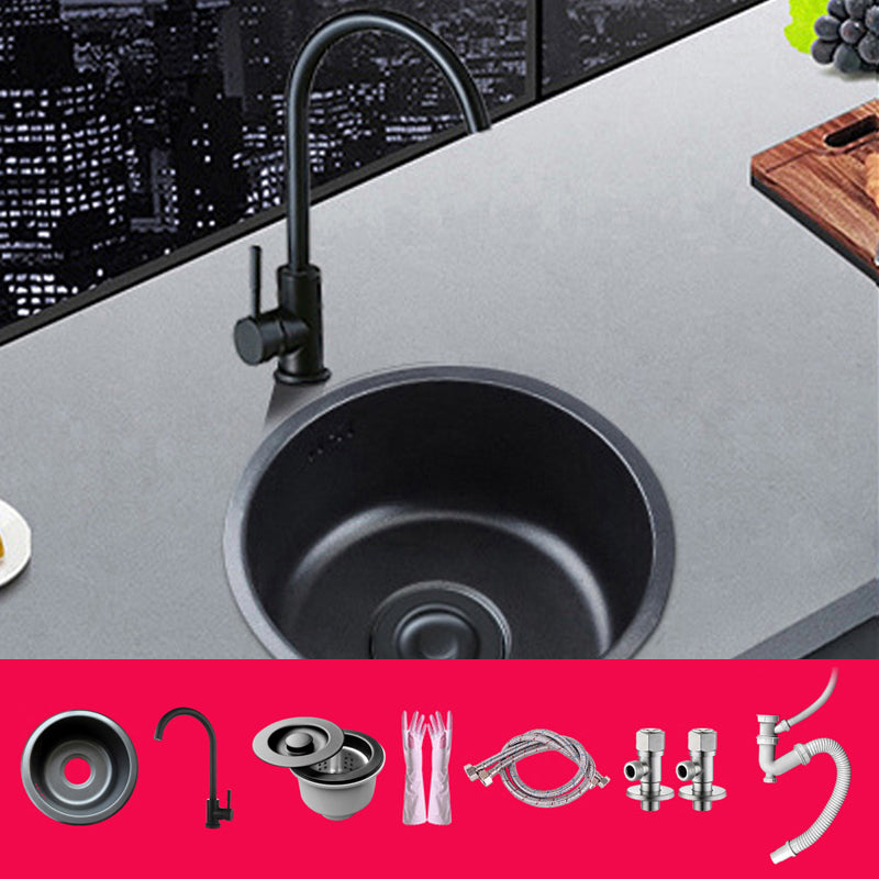 Stainless Steel Kitchen Sinks Modern Style Kitchen Sink with Single Bowl 12"L x 12"W x 6"H Sink with Faucet Gooseneck High Arc Clearhalo 'Home Improvement' 'home_improvement' 'home_improvement_kitchen_sinks' 'Kitchen Remodel & Kitchen Fixtures' 'Kitchen Sinks & Faucet Components' 'Kitchen Sinks' 'kitchen_sinks' 6795120