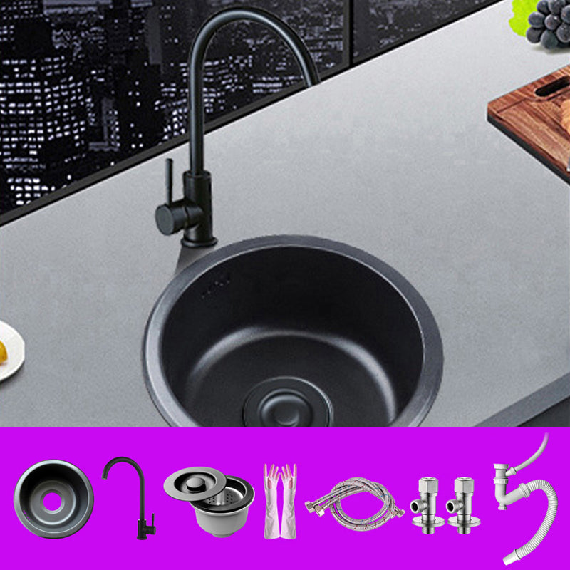 Stainless Steel Kitchen Sinks Modern Style Kitchen Sink with Single Bowl 14"L x 14"W x 6"H Sink with Faucet Gooseneck/High Arc Clearhalo 'Home Improvement' 'home_improvement' 'home_improvement_kitchen_sinks' 'Kitchen Remodel & Kitchen Fixtures' 'Kitchen Sinks & Faucet Components' 'Kitchen Sinks' 'kitchen_sinks' 6795121