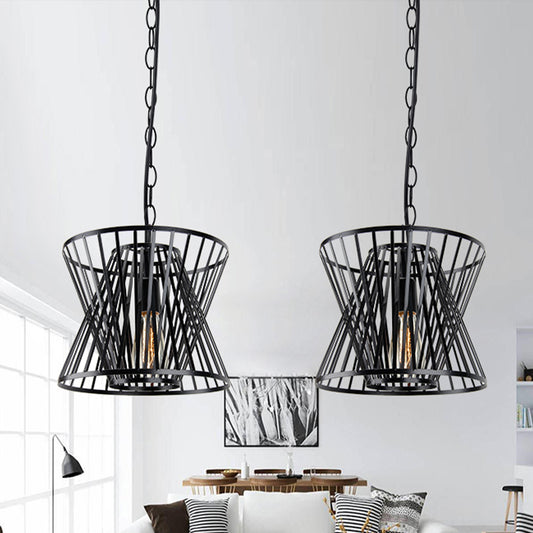 Black 1 Light Pendant Lighting Industrial Style Metallic Cone Cage Shade Hanging Lamp over Table Clearhalo 'Art Deco Pendants' 'Black' 'Cast Iron' 'Ceiling Lights' 'Ceramic' 'Crystal' 'Industrial Pendants' 'Industrial' 'Metal' 'Middle Century Pendants' 'Pendant Lights' 'Pendants' 'Rustic Pendants' 'Tiffany' Lighting' 679557