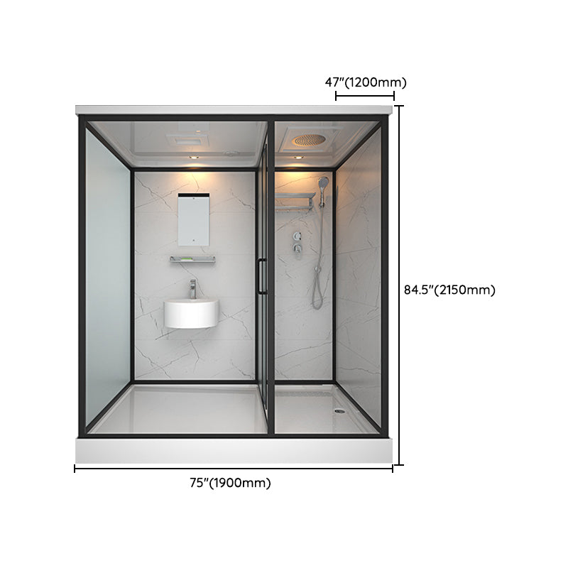 Sliding Shower Enclosure Framed Shower Enclosure with Tempered Glass Clearhalo 'Bathroom Remodel & Bathroom Fixtures' 'Home Improvement' 'home_improvement' 'home_improvement_shower_stalls_enclosures' 'Shower Stalls & Enclosures' 'shower_stalls_enclosures' 'Showers & Bathtubs' 6795642