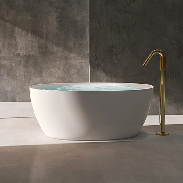 Modern Style Freestanding Bathtub Single Oval Acrylic Bathtub for Bathroom Gold Tub with Freestanding Tub Fillers Clearhalo 'Bathroom Remodel & Bathroom Fixtures' 'Bathtubs' 'Home Improvement' 'home_improvement' 'home_improvement_bathtubs' 'Showers & Bathtubs' 6795771