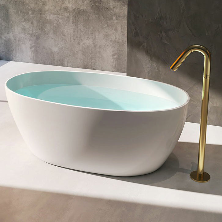 Modern Style Freestanding Bathtub Single Oval Acrylic Bathtub for Bathroom Gold 55"L x 27.5"W x 23.5"H Tub with Freestanding Tub Fillers Clearhalo 'Bathroom Remodel & Bathroom Fixtures' 'Bathtubs' 'Home Improvement' 'home_improvement' 'home_improvement_bathtubs' 'Showers & Bathtubs' 6795774