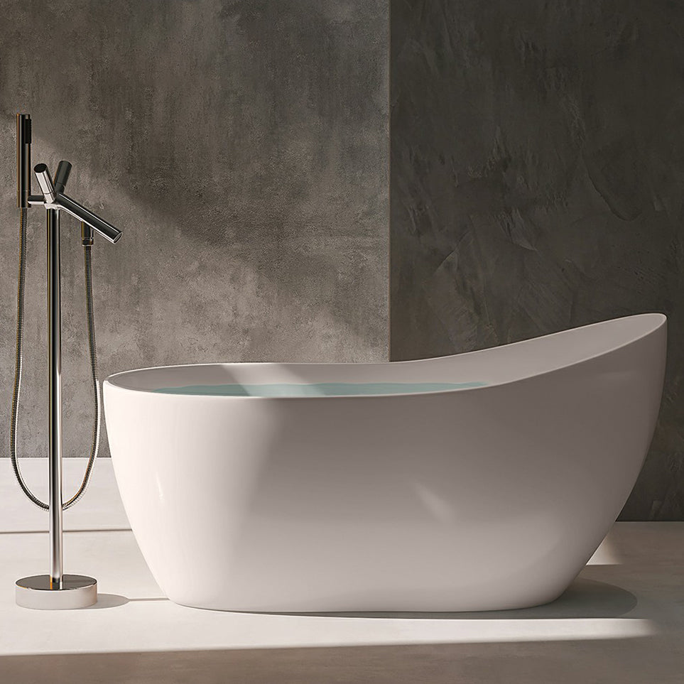 Modern Style Freestanding Soaking Bathtub Single Slipper Acrylic Bathtub for Bathroom Chrome 58"L x 29"W x 29"H Tub with Freestanding Tub Fillers Clearhalo 'Bathroom Remodel & Bathroom Fixtures' 'Bathtubs' 'Home Improvement' 'home_improvement' 'home_improvement_bathtubs' 'Showers & Bathtubs' 6795787