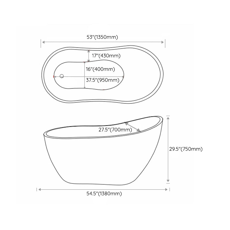 Modern Style Freestanding Soaking Bathtub Single Slipper Acrylic Bathtub for Bathroom Clearhalo 'Bathroom Remodel & Bathroom Fixtures' 'Bathtubs' 'Home Improvement' 'home_improvement' 'home_improvement_bathtubs' 'Showers & Bathtubs' 6795803