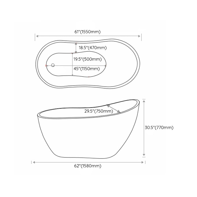 Modern Style Freestanding Soaking Bathtub Single Slipper Acrylic Bathtub for Bathroom Clearhalo 'Bathroom Remodel & Bathroom Fixtures' 'Bathtubs' 'Home Improvement' 'home_improvement' 'home_improvement_bathtubs' 'Showers & Bathtubs' 6795805