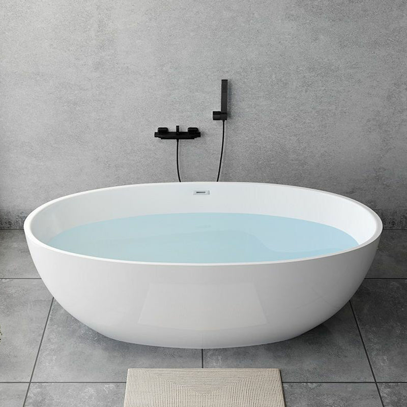 Modern Soaking Freestanding Bath Tub Acrylic Oval Bathtub with Overflow Trim Black Tub with Wall Mounted Faucets Clearhalo 'Bathroom Remodel & Bathroom Fixtures' 'Bathtubs' 'Home Improvement' 'home_improvement' 'home_improvement_bathtubs' 'Showers & Bathtubs' 6795830
