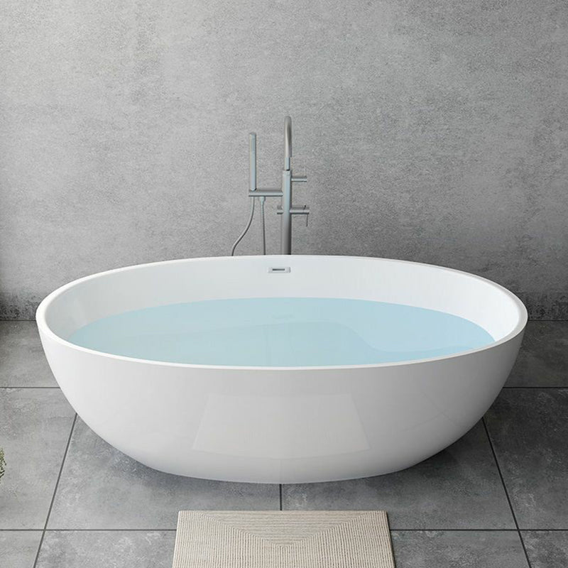 Modern Soaking Freestanding Bath Tub Acrylic Oval Bathtub with Overflow Trim Silver Tub with Freestanding Tub Fillers Clearhalo 'Bathroom Remodel & Bathroom Fixtures' 'Bathtubs' 'Home Improvement' 'home_improvement' 'home_improvement_bathtubs' 'Showers & Bathtubs' 6795832