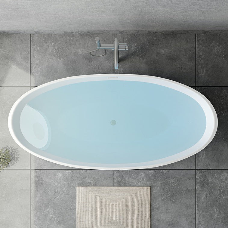 Modern Soaking Freestanding Bath Tub Acrylic Oval Bathtub with Overflow Trim Silver 71"L x 33"W x 24"H Tub with Freestanding Tub Fillers Clearhalo 'Bathroom Remodel & Bathroom Fixtures' 'Bathtubs' 'Home Improvement' 'home_improvement' 'home_improvement_bathtubs' 'Showers & Bathtubs' 6795833