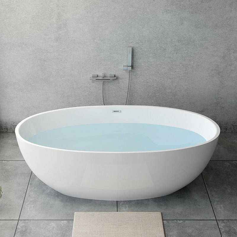 Modern Soaking Freestanding Bath Tub Acrylic Oval Bathtub with Overflow Trim Silver Tub with Wall Mounted Faucets Clearhalo 'Bathroom Remodel & Bathroom Fixtures' 'Bathtubs' 'Home Improvement' 'home_improvement' 'home_improvement_bathtubs' 'Showers & Bathtubs' 6795834