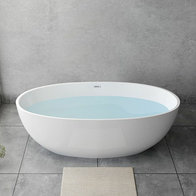 Modern Soaking Freestanding Bath Tub Acrylic Oval Bathtub with Overflow Trim White Tub Clearhalo 'Bathroom Remodel & Bathroom Fixtures' 'Bathtubs' 'Home Improvement' 'home_improvement' 'home_improvement_bathtubs' 'Showers & Bathtubs' 6795836