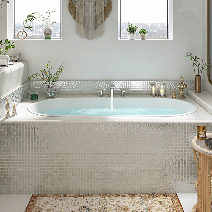 Contemporary Oval Acrylic Bathtub Soaking Drop-in Bathtub with Faucet White 63"L x 30"W x 23"H Tub with Silver 3-Piece Set Clearhalo 'Bathroom Remodel & Bathroom Fixtures' 'Bathtubs' 'Home Improvement' 'home_improvement' 'home_improvement_bathtubs' 'Showers & Bathtubs' 6795856