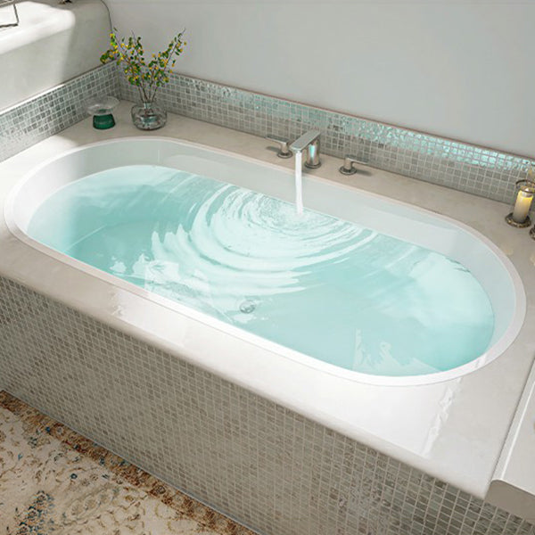 Contemporary Oval Acrylic Bathtub Soaking Drop-in Bathtub with Faucet White 51"L x 28"W x 23"H Tub with Silver 3-Piece Set Clearhalo 'Bathroom Remodel & Bathroom Fixtures' 'Bathtubs' 'Home Improvement' 'home_improvement' 'home_improvement_bathtubs' 'Showers & Bathtubs' 6795858